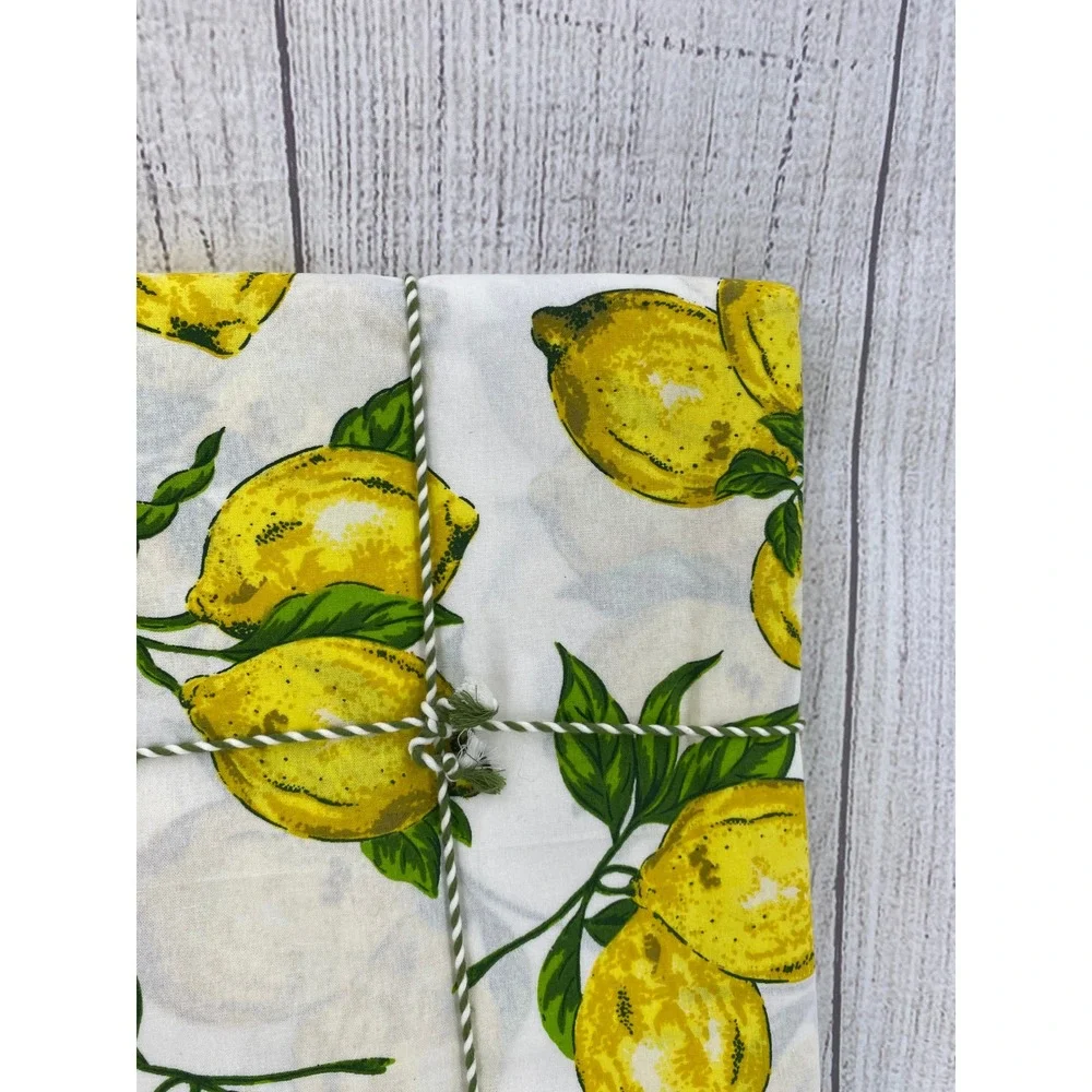 April Cornell Tablecloth 60x84 White Yellow Lemons Cotton Fruit Picnic Summer